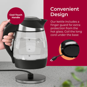 Mueller Living Electric Kettle easy-pour-spout delivers smooth pouring with minimal splashes.