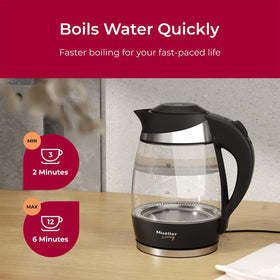 Mueller Living Electric Kettle removable-filter keeps water clean for each cup.