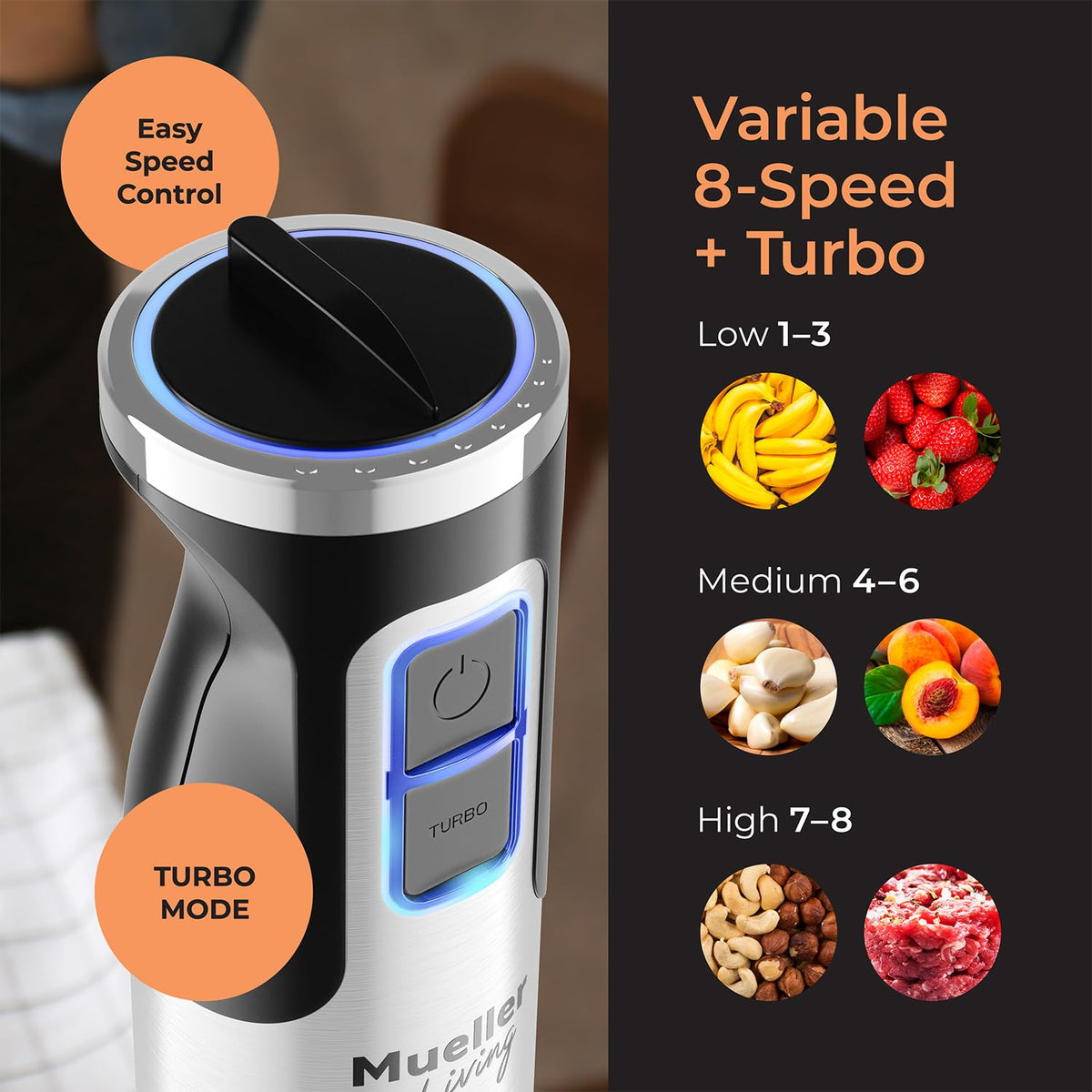 MuellerLiving Ultra-Stick turbo mode adds extra blending power