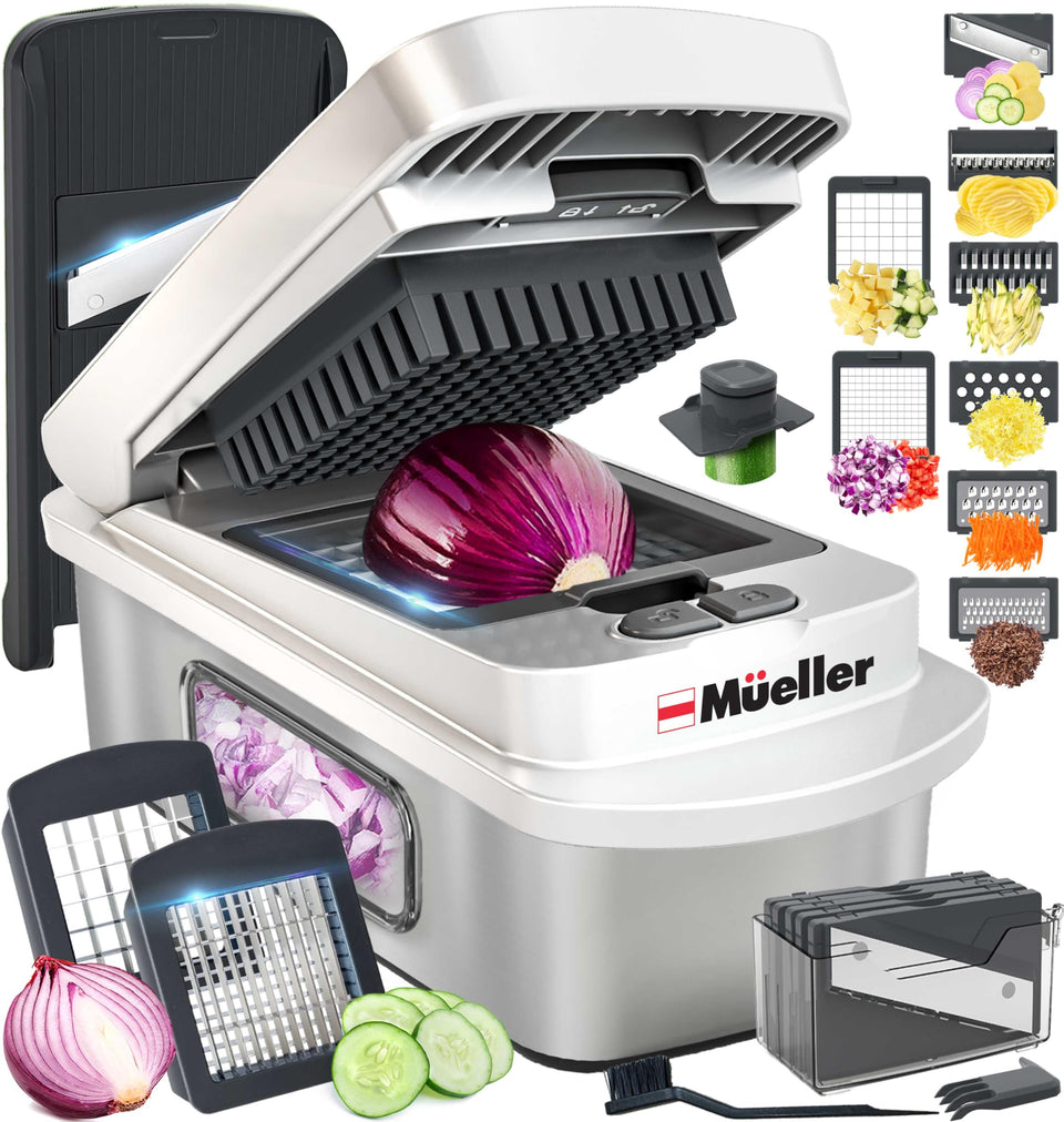 Mueller Pro-Series 10-in-1 chopper top view improves prep efficiency
