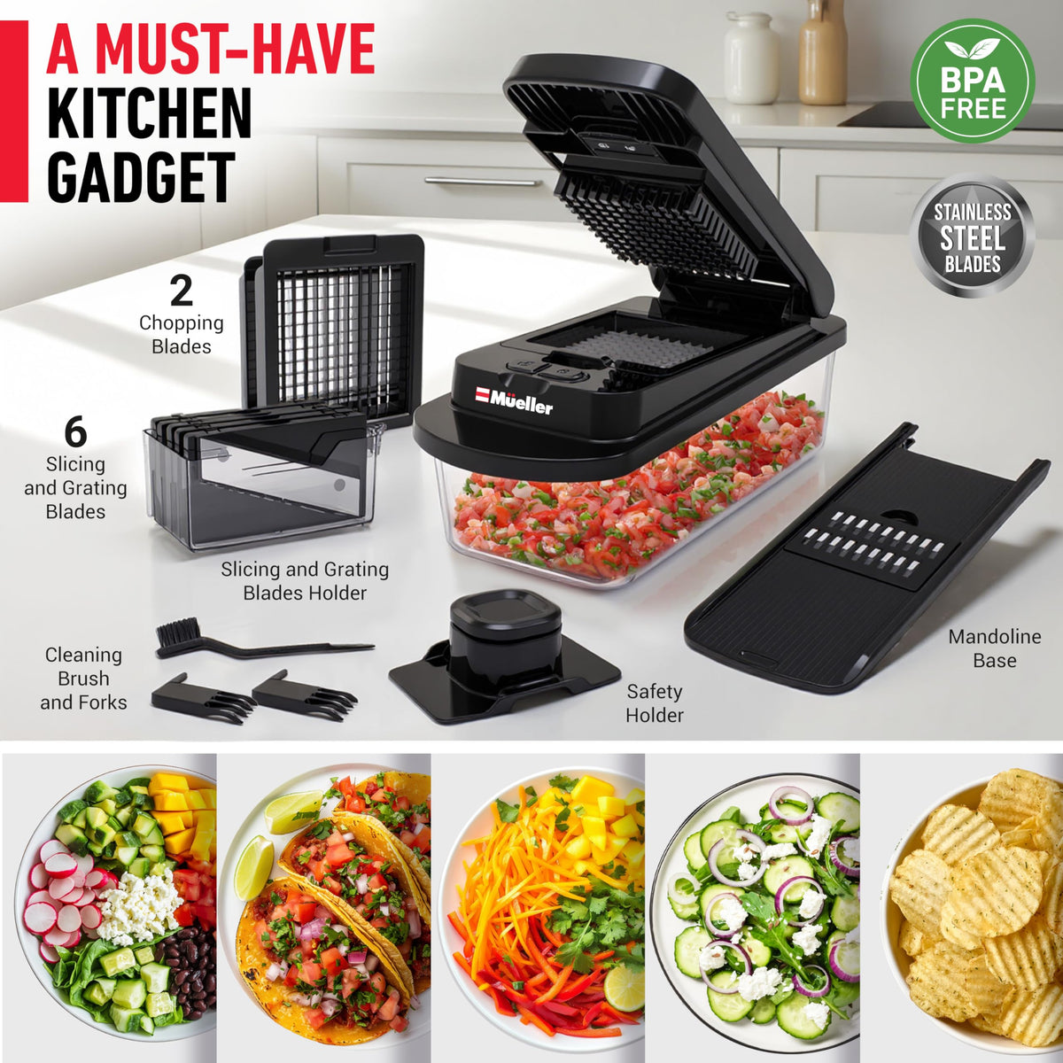 Mueller Pro-Series 10-in-1 design highlights easy dismantling for cleaning