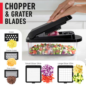 Mueller Pro-Series 10-in-1 food container catches chopped ingredients neatly