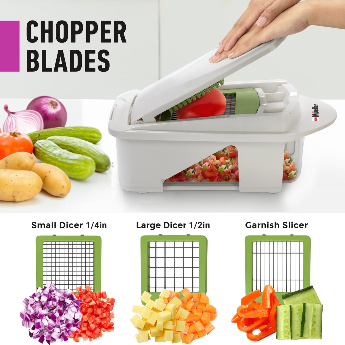 Mueller Pro-Series food container keeps the prep area tidy.