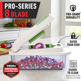 Mueller Pro-Series onion mincer in action for quick dicing.