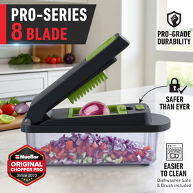 Mueller Pro-Series stainless steel blades close-up for precise slicing