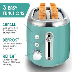 MuellerHome Retro Toaster side view highlights compact footprint for small kitchens.