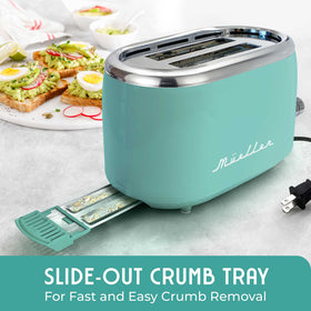 MuellerHome Retro Toaster under-base storage reveals tidy cord management.