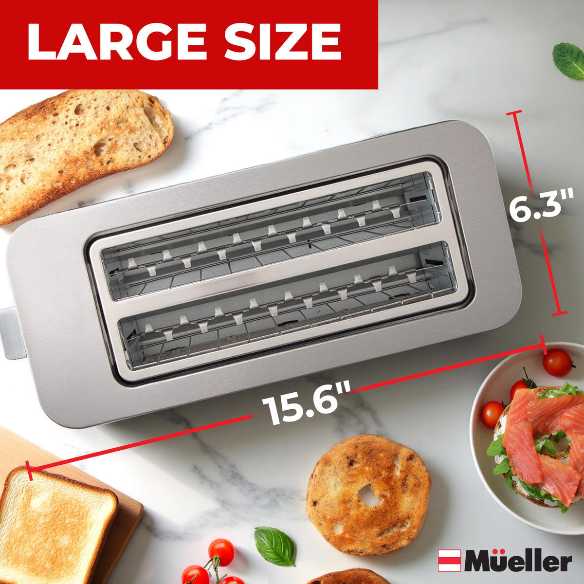 MuellerHome UltraToast compact design with cord storage keeps counters tidy.