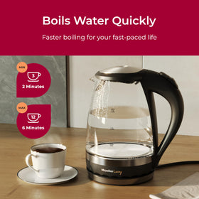 MuellerLiving glass kettle auto shut-off for safety and efficiency.