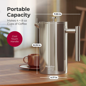 MuellerLiving metal cross-plate filter for consistent brewing.