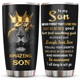 Muilzon to my son 20oz tumbler with an engraved pattern, ideal graduation gift.