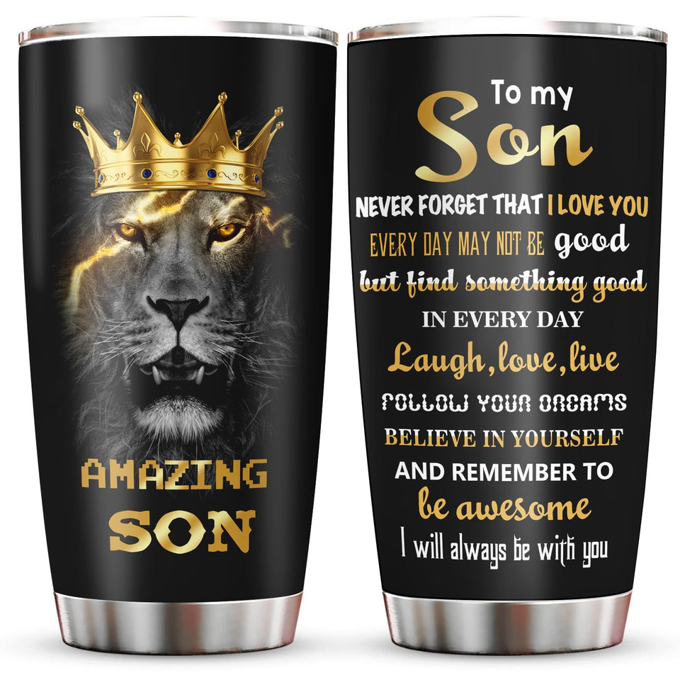 Muilzon to my son 20oz tumbler with an engraved pattern, ideal graduation gift.
