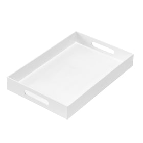 MUKEEN glossy white acrylic serving tray with handles for easy serving