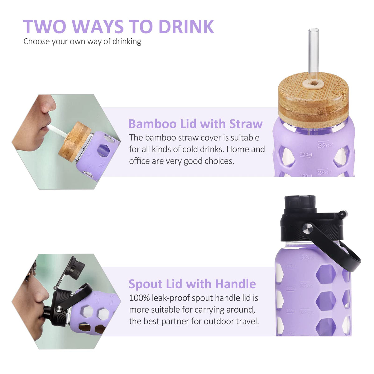 MUKOKO 32oz bottle time marker to track hydration throughout the day