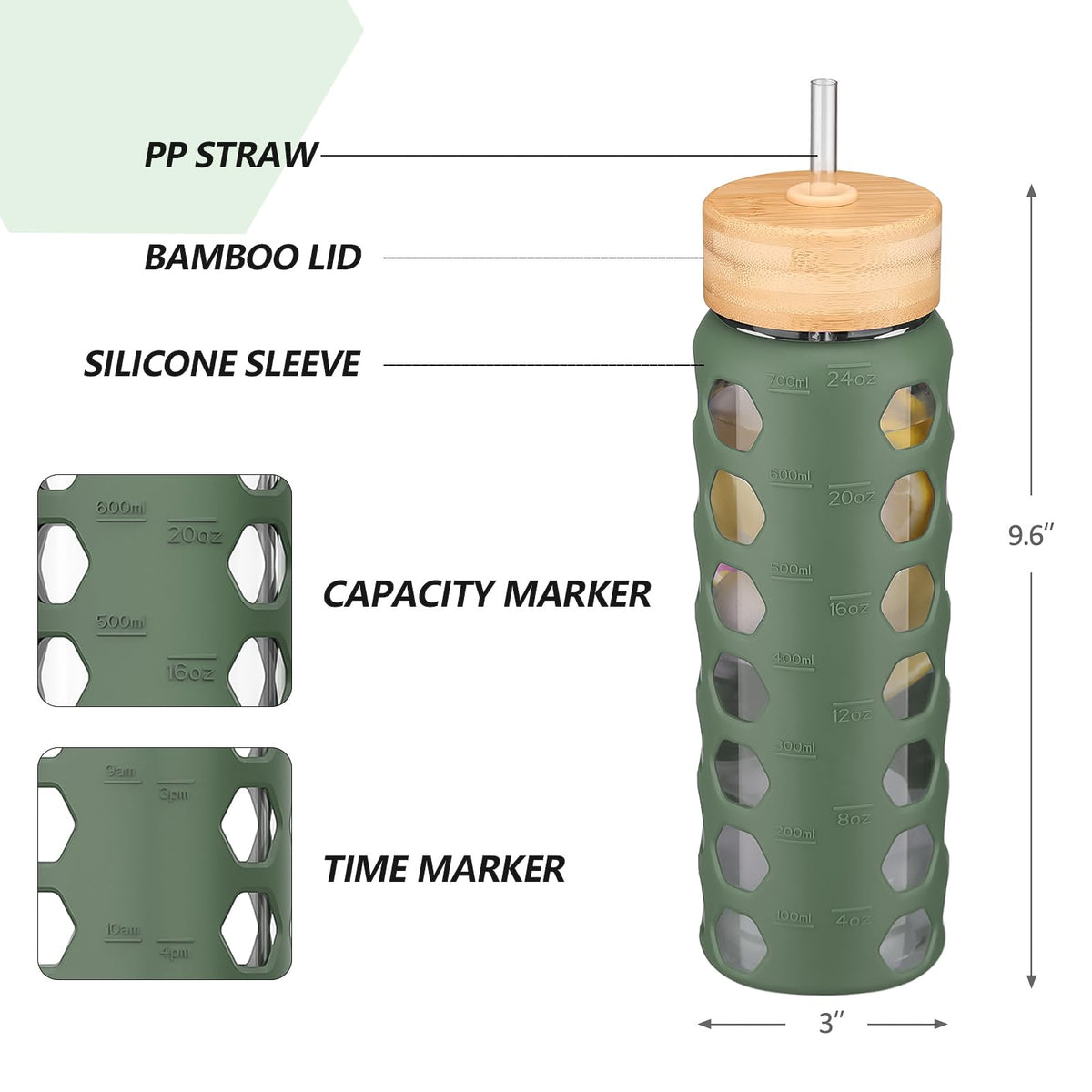 MUKOKO borosilicate glass with silicone sleeve for secure grip