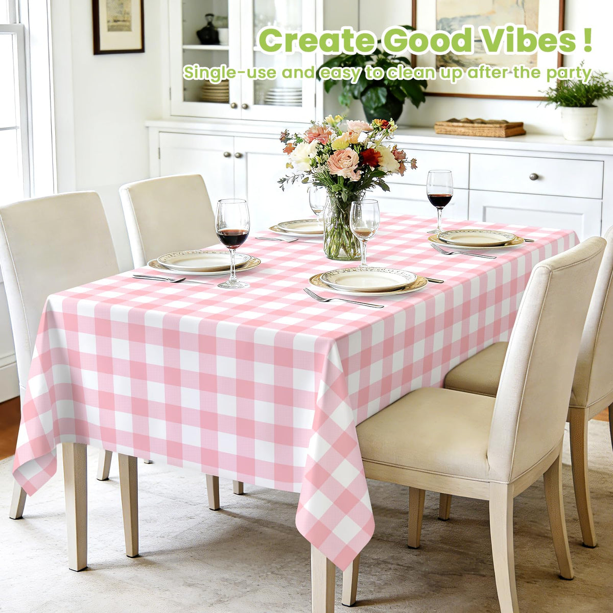 Mulbozy disposable pink tablecover ideal for birthdays with quick roll-and-discard cleanup.
