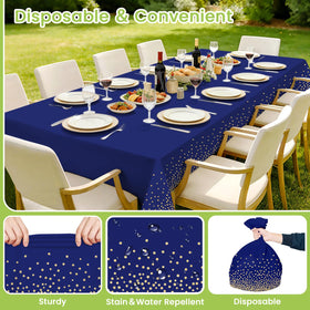 Wedding reception with Mulbozy navy blue and gold dots