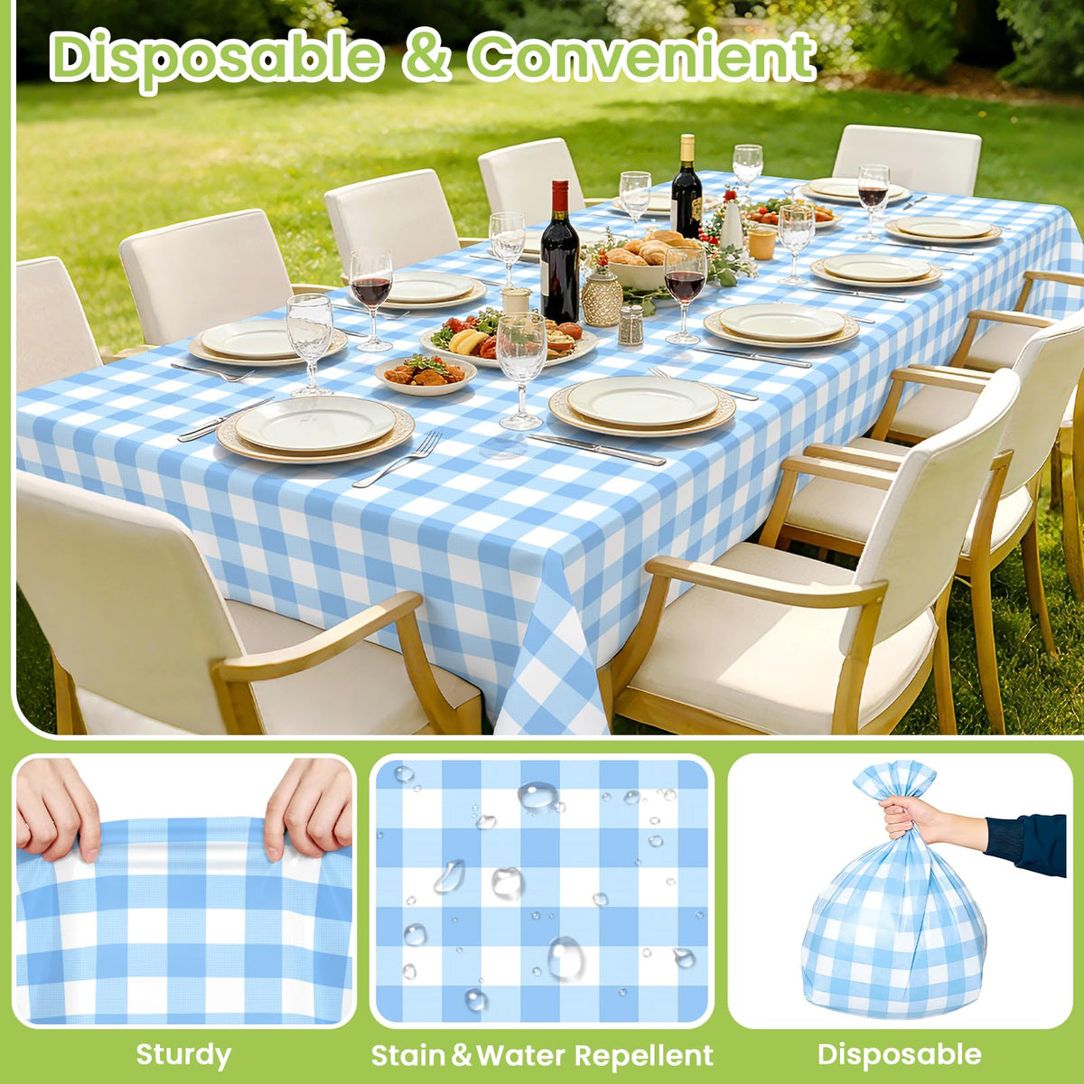 Mulbozy outdoor picnic table cover adds festive style and stain protection