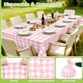 Mulbozy four-pack tablecloths simplify setup and cleanup at gatherings.