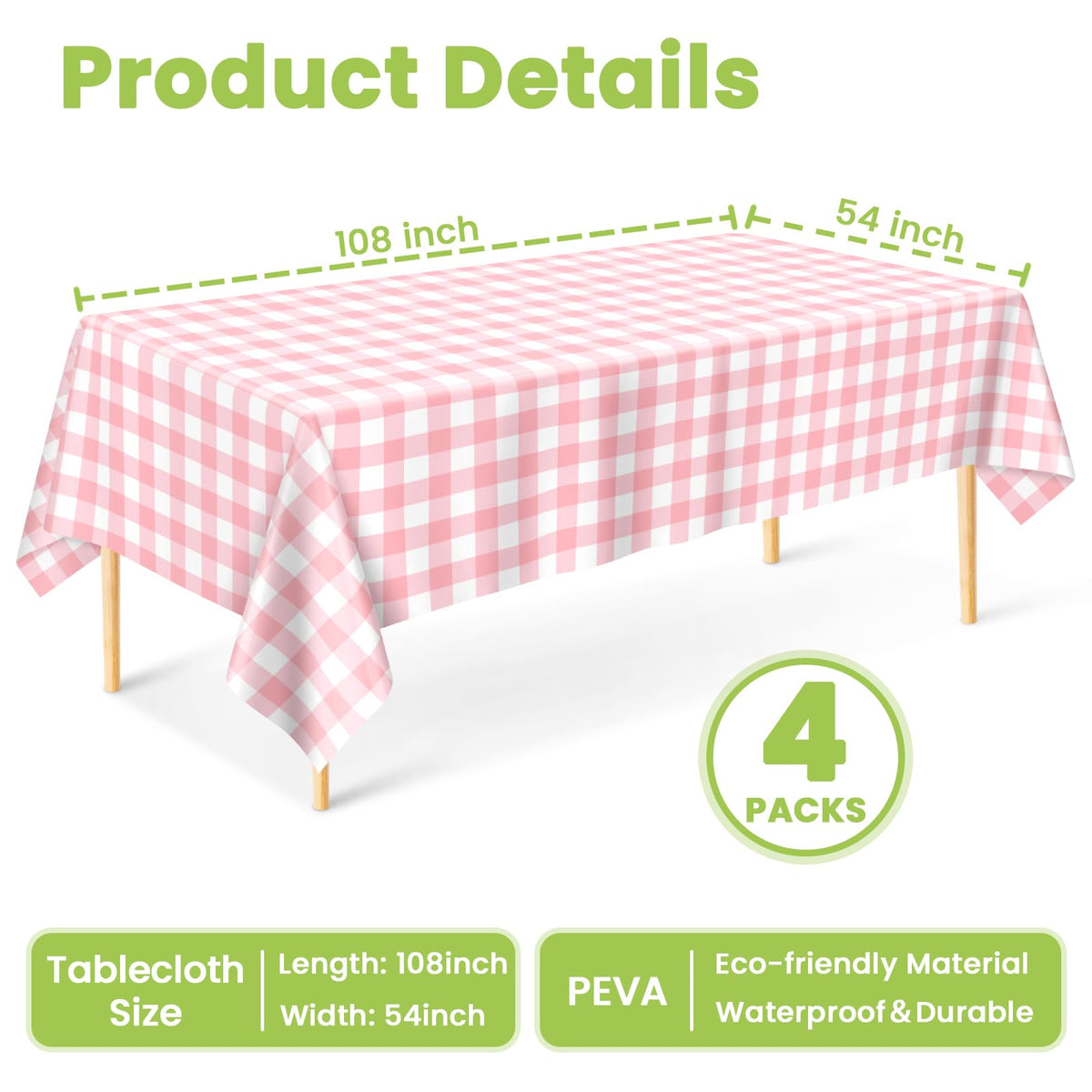Mulbozy pink gingham tablecloth creates cheerful indoor dining settings.