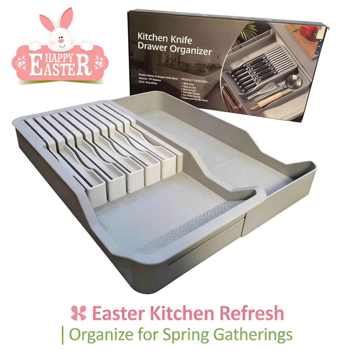 Mulikeer everyday kitchen drawer organizer for quick blade access and tidy tools.