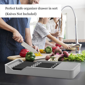 Mulikeer space-saving drawer organizer helps maximize depth while keeping tools in place.