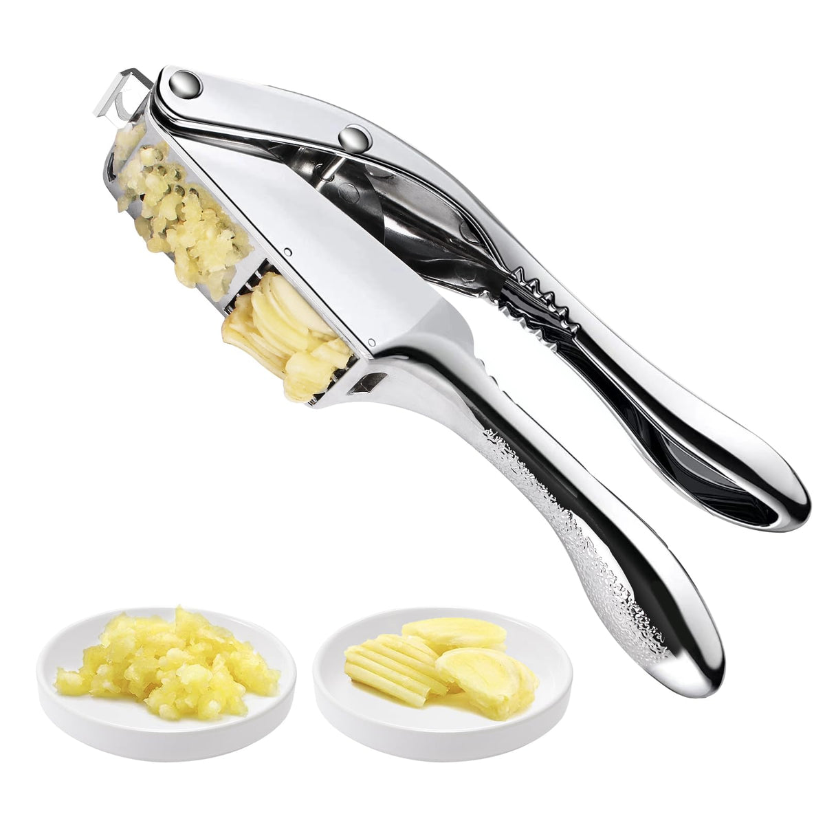 MULIRE 2-in-1 garlic press-slicer in action for fast prep.