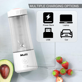 Mulli blender charging port and USB setup in use