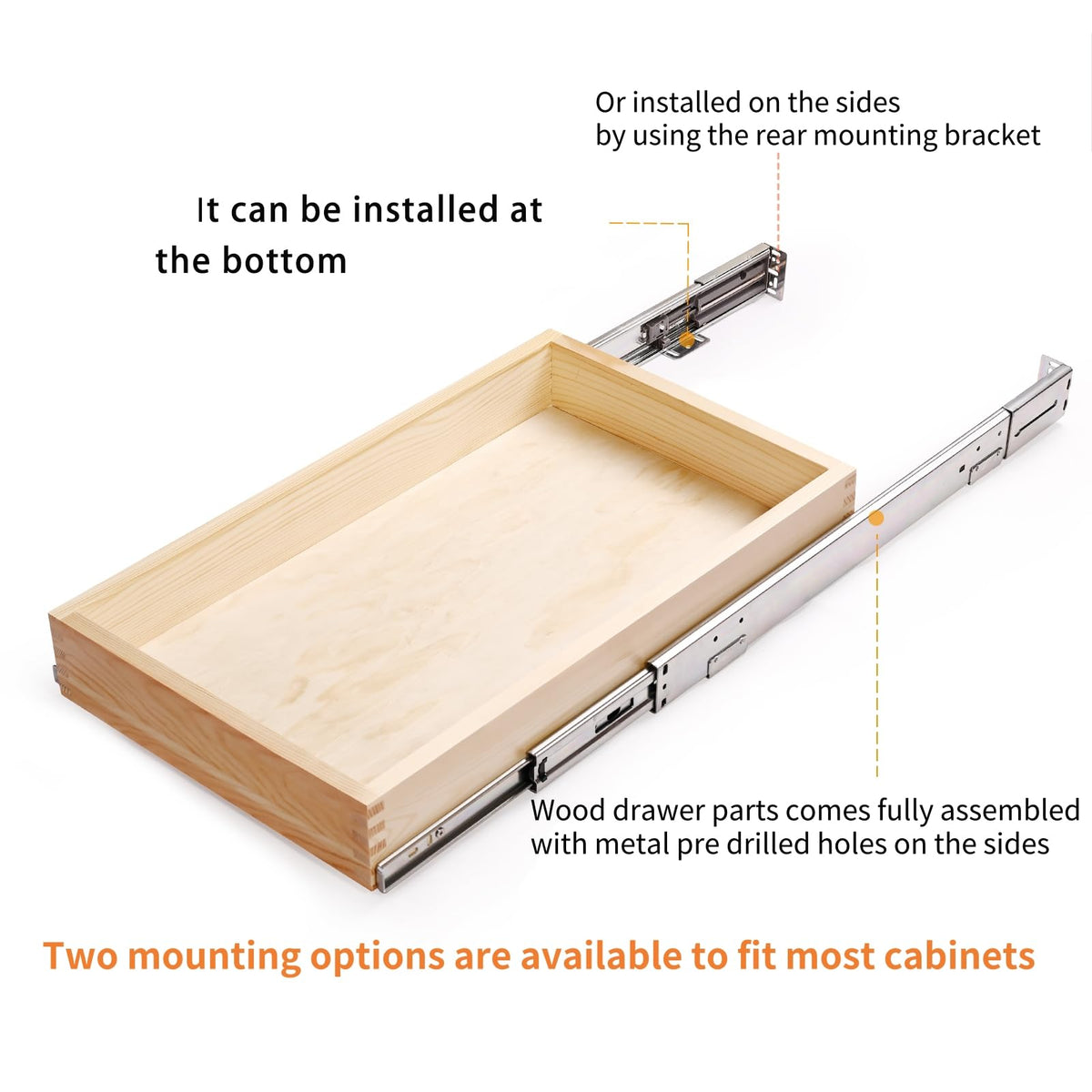 Mulush assembled drawer ready for quick kitchen installation.