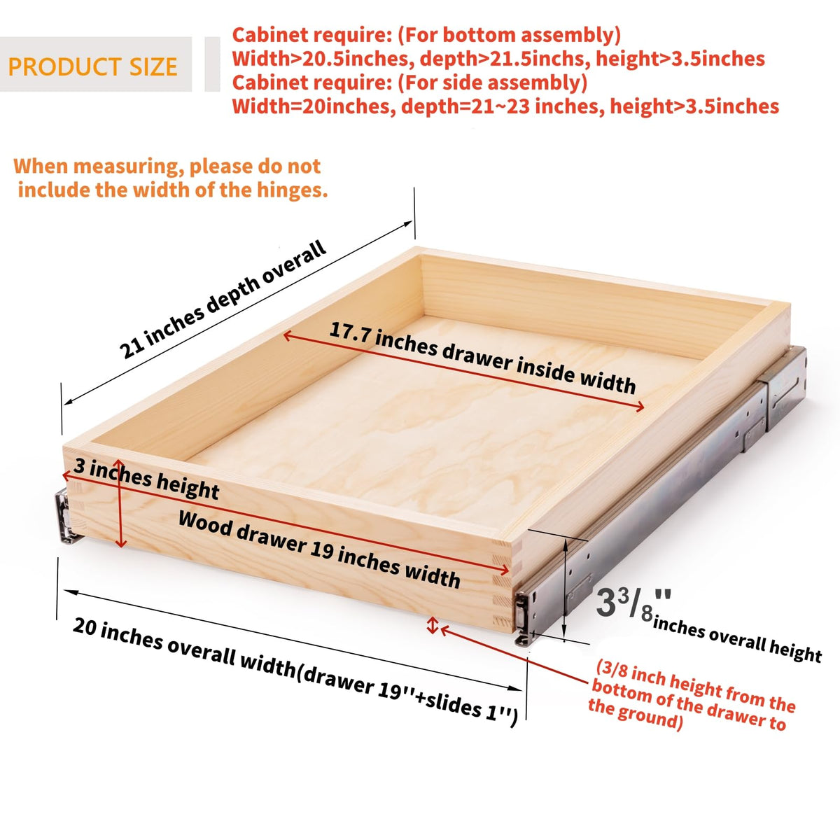 Mulush wooden drawer body highlighted for sturdy construction.