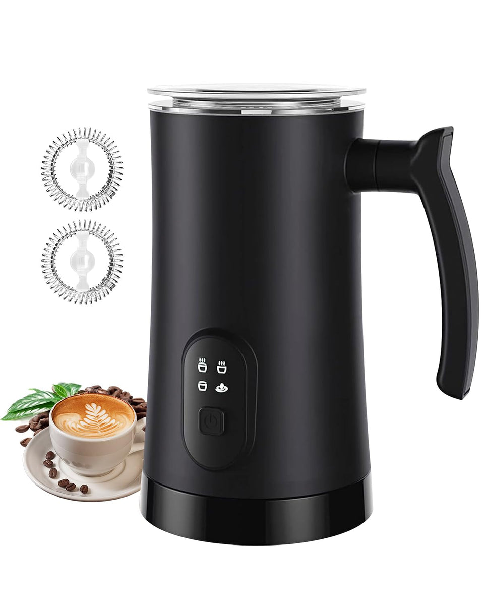 MUMAO Milk Frother front view showing 4 in 1 versatility for quick drinks