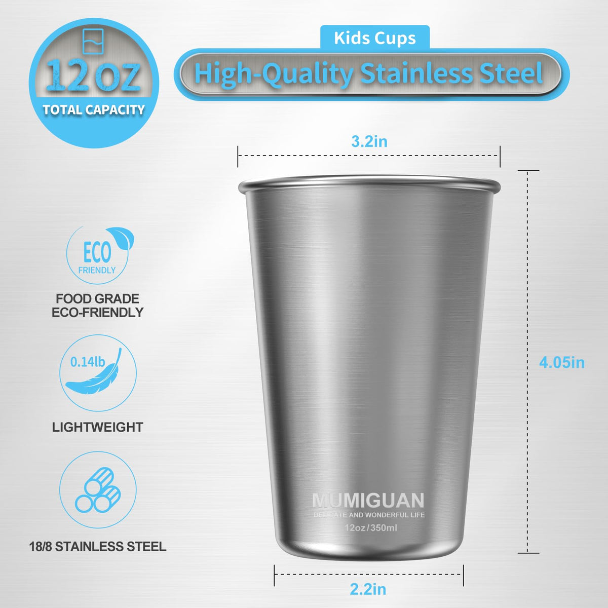MUMIGUAN four-pack kid cups stackable and durable for travel.