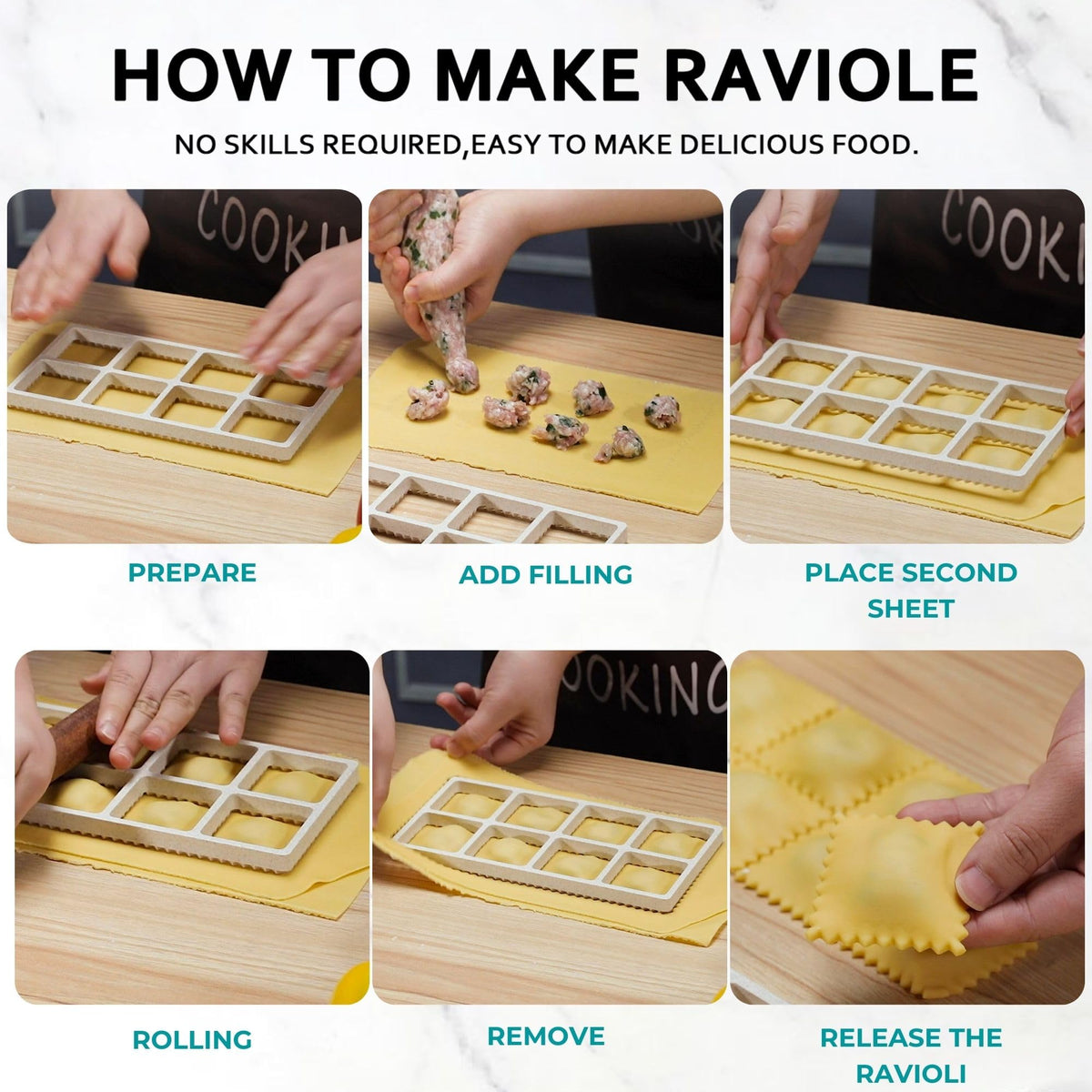 MUMSUNG lightly floured release for neat ravioli.