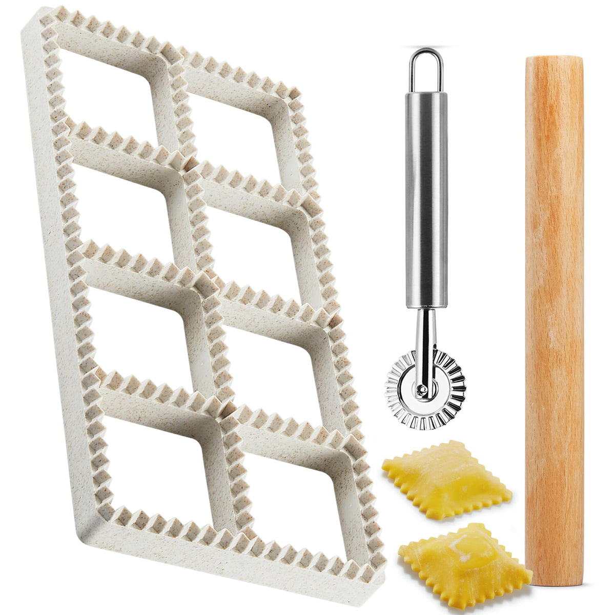 MUMSUNG ravioli press mold square-cut forming uniform shapes.