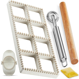 MUMSUNG Ravioli Press Mold showing uniform square shapes for easy filling.