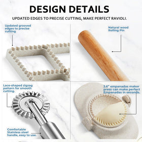 MUMSUNG Wood Rolling Pin ensures even dough for consistent ravioli.