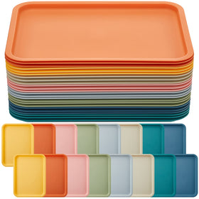 Mumufy 24-pcs colorful plastic trays for quick-service environments.