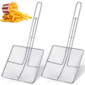 Mumufy square fine mesh skimmer with long handle for safe frying