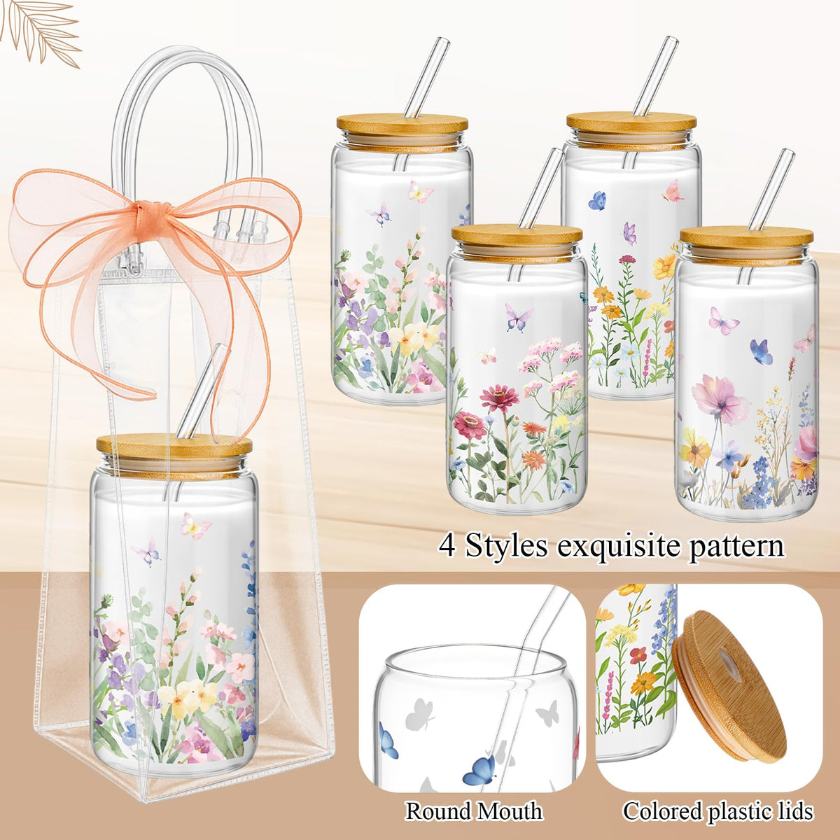Mumufy coquette bow glass with straw for charming serving