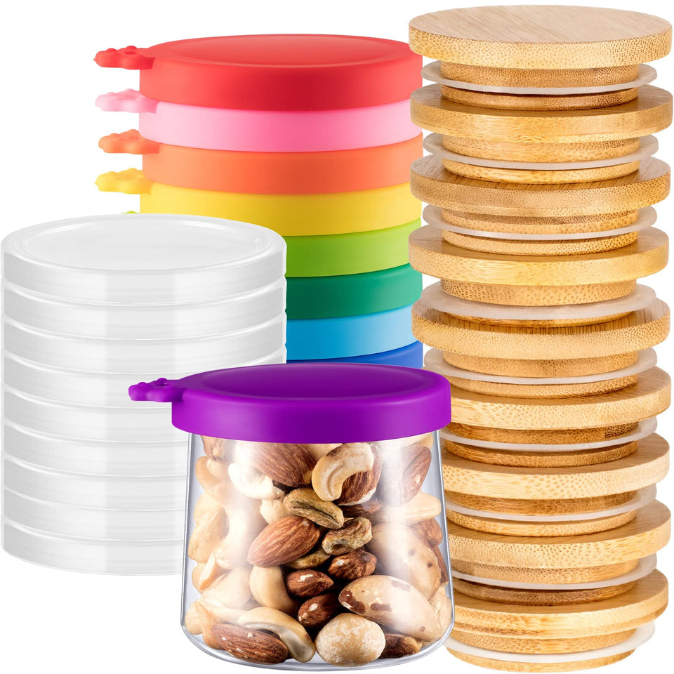 Mumufy bamboo-wood yogurt lids for airtight storage.