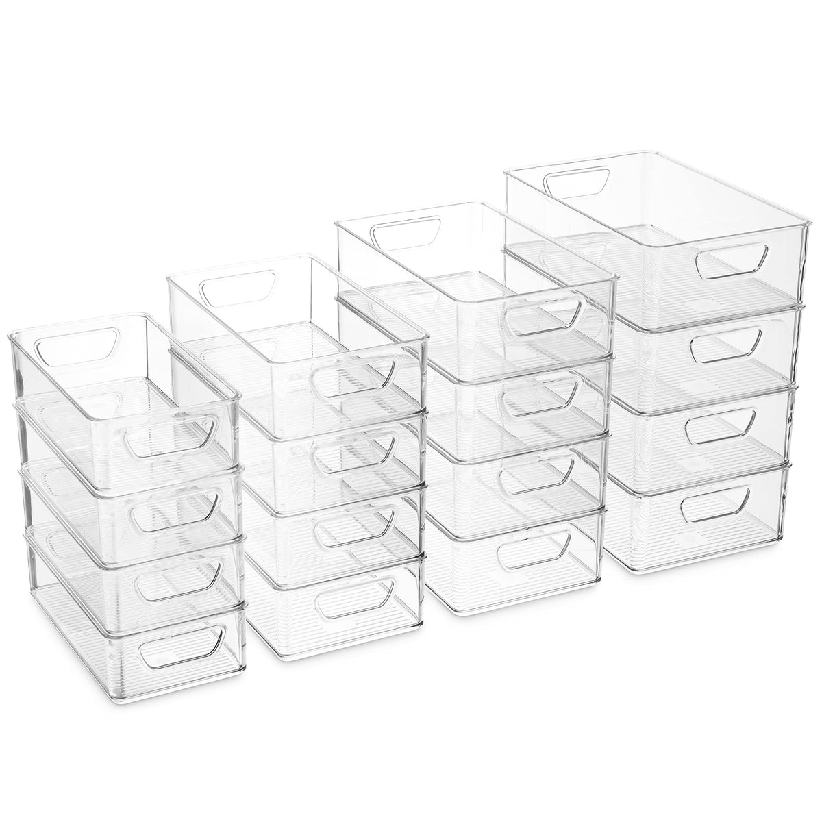 Munfix small bins keep snacks and packets neatly visible in cabinets.