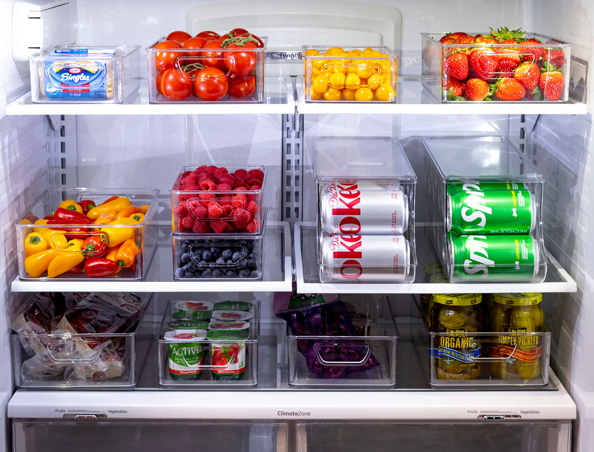 Munfix x-small bins for fruits or herbs in fridge for quick access.
