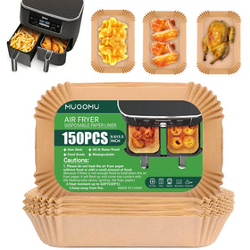 MUOOMU air fryer liners packaging box, easy pull-out for mess-free storage.