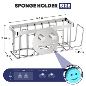 MURLONG 4-in-1 sink storage holds sponge, scrubber, brush, and stopper.