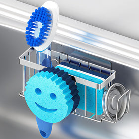 MURLONG sponge holder kitchen sink smiley-face keeps sponges dry and organized.
