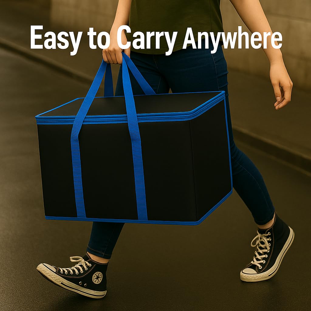 musbus XL-Large insulated bag in black open-top view reveals insulation