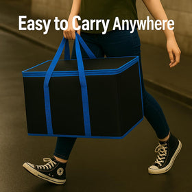 musbus XL-Large insulated bag in black open-top view reveals insulation