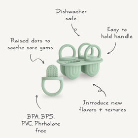 Mushie ice pop tray silicone handles help little hands grip easily during snack time.