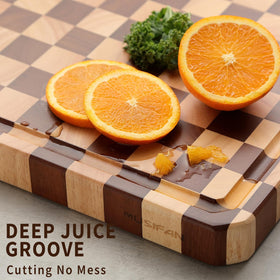 Musifan Acacia cutting board easy-clean surface for hygienic prep.