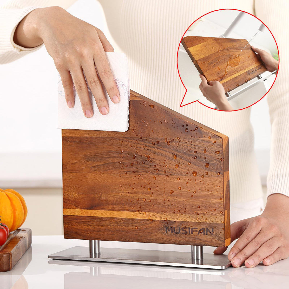 Musifan versatile cutlery storage magnetic stand for utensils and knives.